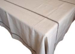 French Linen Tablecloth (hemp × chocolat)